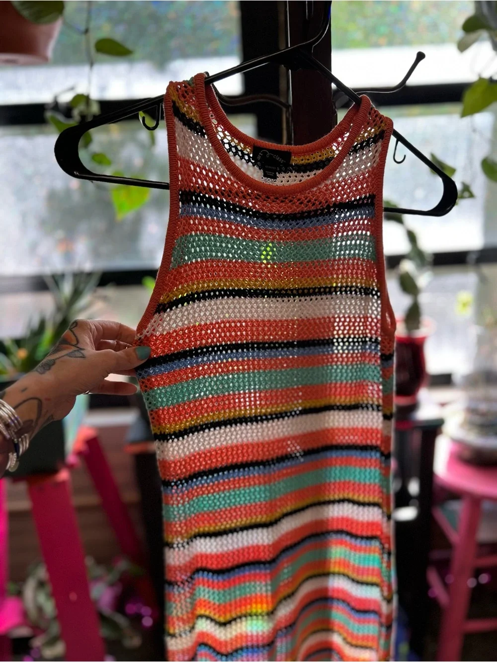 Kids Art Class Brand Multicolor Striped Knit Sleeveless Dress Size XL